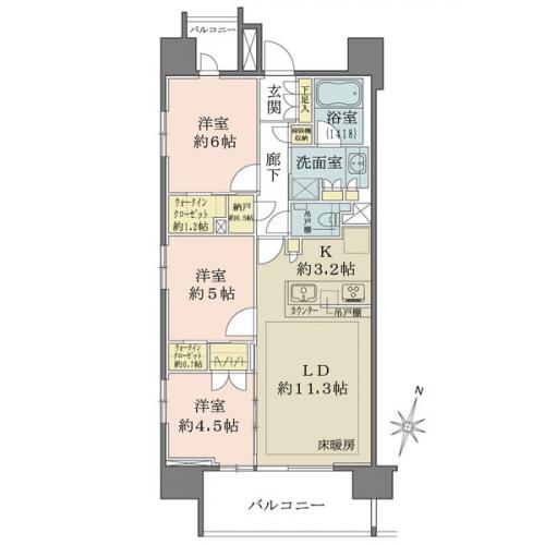 アウトフレーム工法につき柱の出っ張りが無く、家具の配置がしやすい間取り
