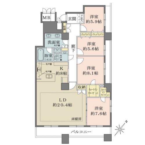 全居室に収納有。リビングダイニングも20帖以上ある広々とした空間です。