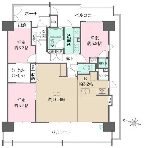 約20帖の広々としたLDKが魅力のお部屋です。