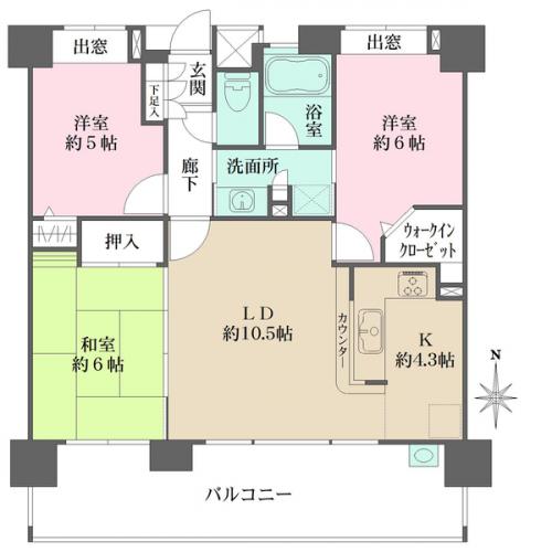 洗面室へは洋室約6.0帖からもアクセス可能です。