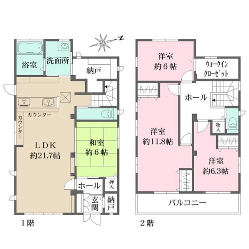 洗面室横に納戸（パントリー）があります。