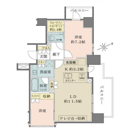 ■西側・北側・東側が開口部の12階角住戸のため、眺望・開放感・通風が良好です。