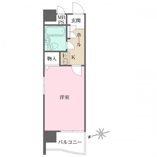 西面にメインバルコニー、北側にも窓があり、採光も確保できています。