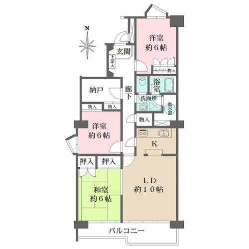 各部屋６帖以上の使いやすい間取りです。