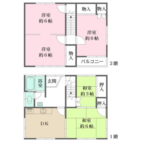 5DKファミリータイプの間取り。現在居住中。丁寧に使用しています。