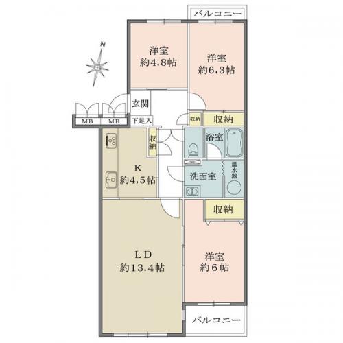 ゆとりある80.01m2の3LDKとなります。是非一度ご見学ください。