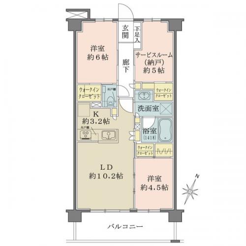 サービスルーム（S）は5.0帖の居室としてお使いいただけます。