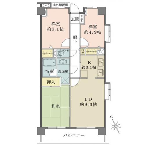 陽当り・眺望に恵まれた、南西角の7階3LDK