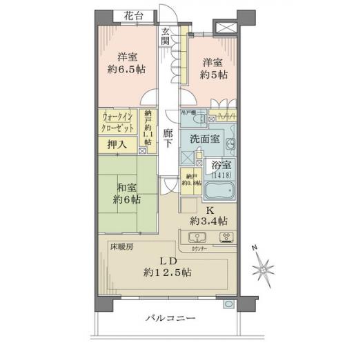 LD(12.5帖)には床暖房があります