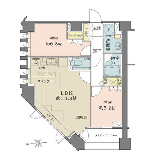 各居室に窓のついた明るく開放感のある間取りとなっています。