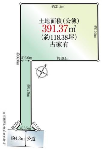 区画図　田園調布アドレスに約118坪のゆとりある敷地
