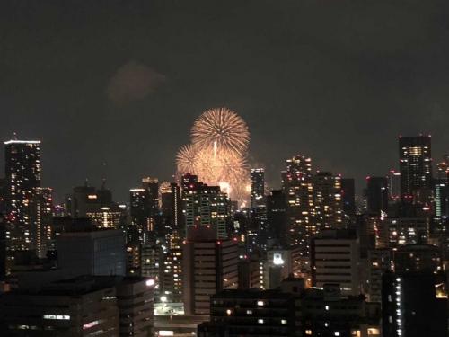 眺望：2024年8月3日の淀川花火大会の写真・北西リビング窓からの眺望