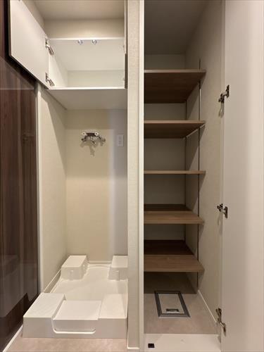 洗濯機置き場、収納