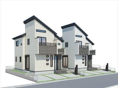 完成予想図（A棟はパース右側）