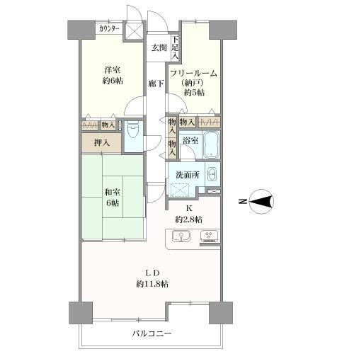 ファミールハイツなかもず1408間取図