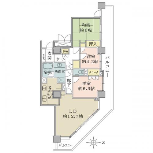 ８階部分　３１．３７平米　３ＬＤＫ