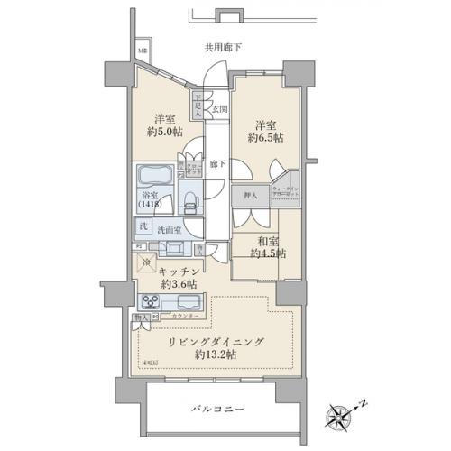 ３ＬＤＫ＋ＷＩＣ　専有面積：約７２．１平米