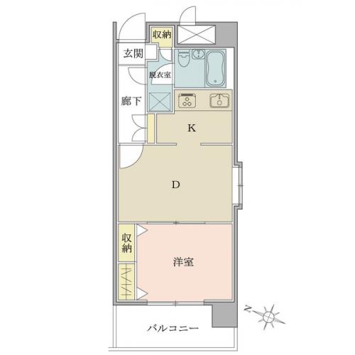 ３４．９６平米・１ＤＫタイプ・南西向き・３階部分