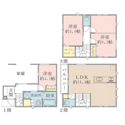 【間取り図】◆約９．３帖のお部屋に壁を設置して約４．３帖・約５帖にすることが可能