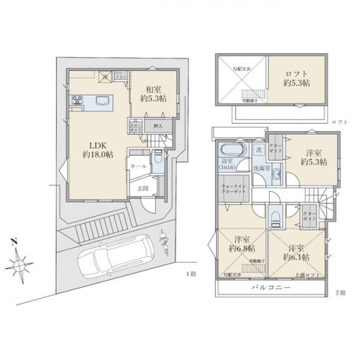 南向きの４ＬＤＫ＋ロフト＋ＷＩＣタイプ
