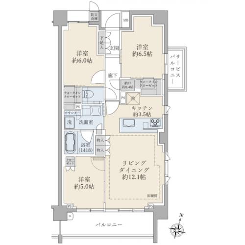 角部屋の５階住戸になります。