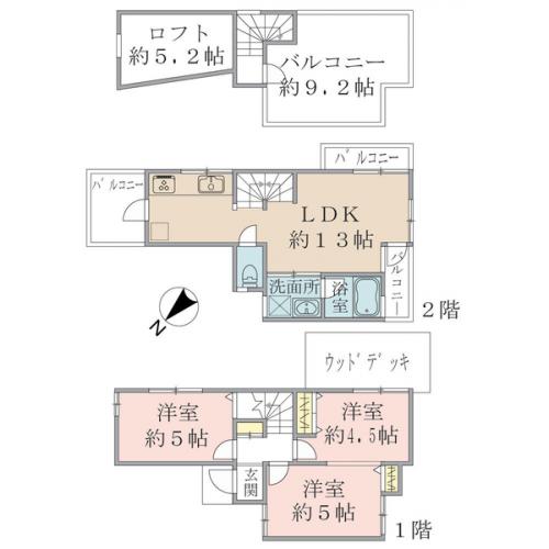 【建物プラン例間取り図】建物参考価格:1550万円(別途、設計費用・外構費用等) 【建物プラン例間取り図】建物参考価格:1550万円(別途、設計費用・外構費用等)