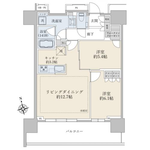 ４階／南向き／２ＬＤＫ＋ＷＩＣ／６２．９７平米