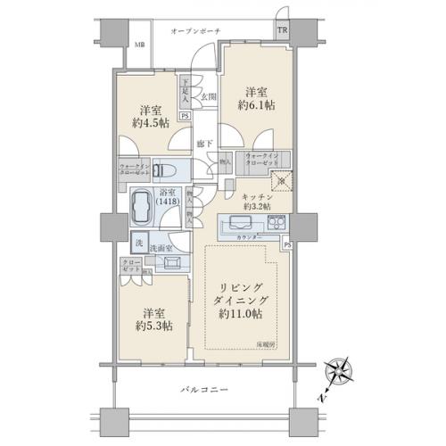 ６８．２８平米／３ＬＤＫ