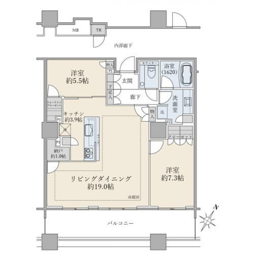 ３３階建９階部分／８２．６３平米／２ＬＤＫ＋納戸＋ＷＩＣ／南東向き