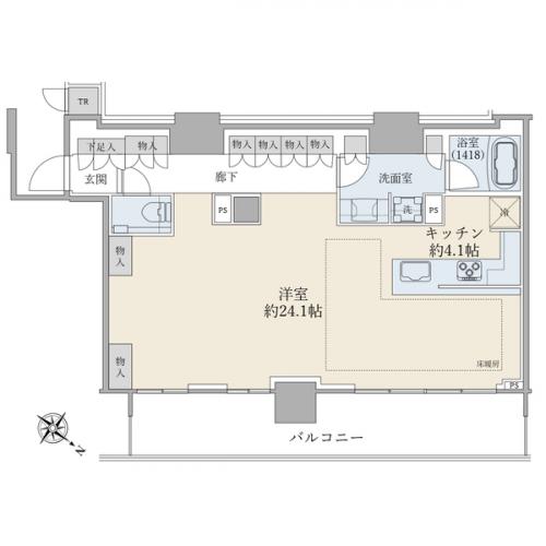 最上階／北東向き／ワンルーム／７４．９９平米