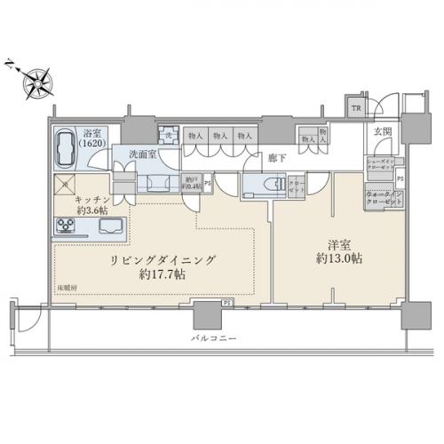 間取り図／１ＬＤＫ／８９．９９平米／南西向き