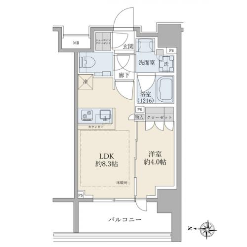 １ＬＤＫ／３１．６３平米／２階／西向き