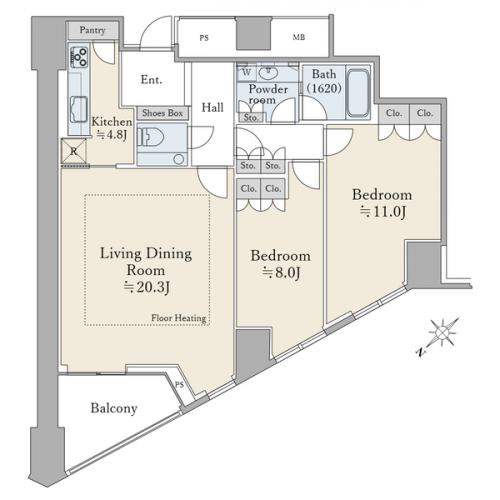 ９７．２５平米／２ＬＤＫ／西向き