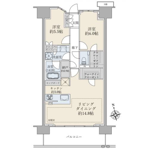 収納力、ゆとりに長けた間取りです。