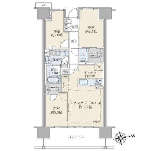 躯体の影響が少ない綺麗な間取りでございます。