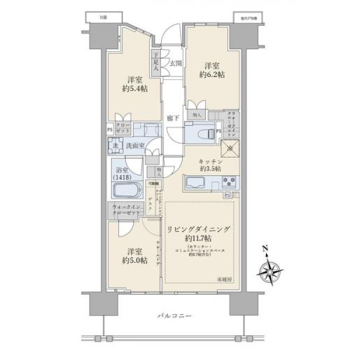 南向き３ＬＤＫです。