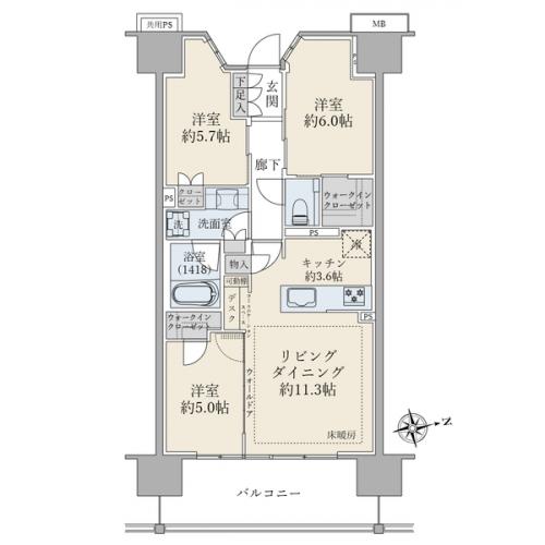 収納の大きいタイプの間取りです。
