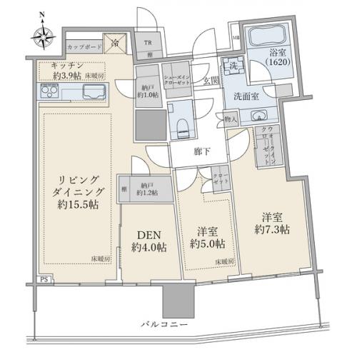 玄関ドアすぐに専用トランクルームもついている、利便性に長けた間取りです。