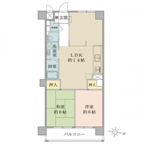 【間取図】２ＬＤＫの５９．９２平米