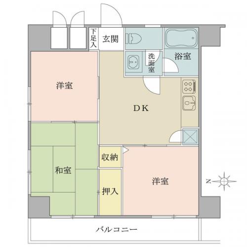 間取図　３ＬＤＫの４５．３６平米