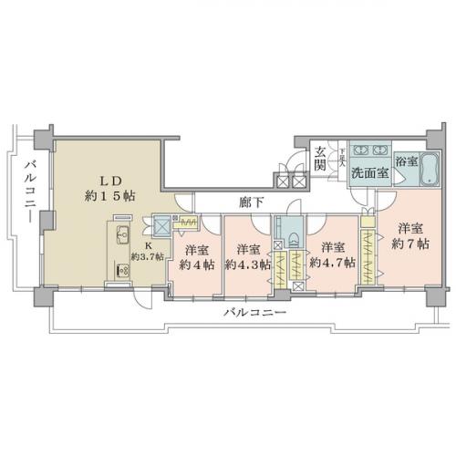 【４ＬＤＫタイプ／９２．２４平米（２７．９０坪）】