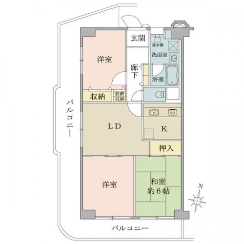 ３階部分・角住戸のため窓が多く、風通しの良い間取りです♪