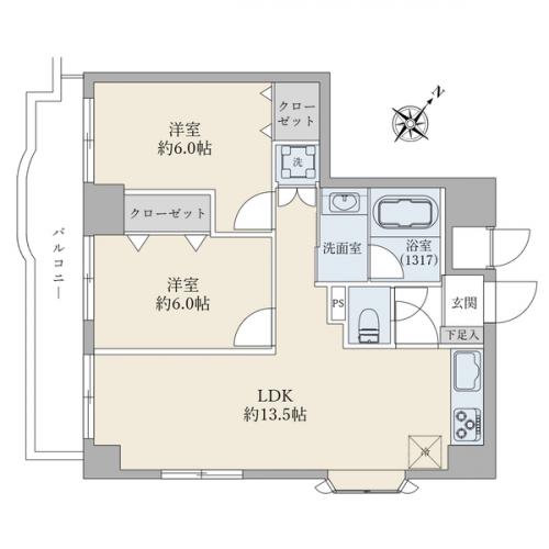 ３階部分・南西向き角住戸・洋室全室６帖