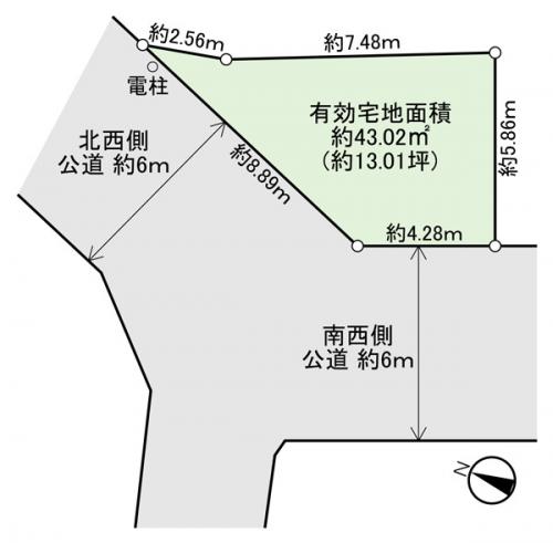 北西・南西道路と接道しています。