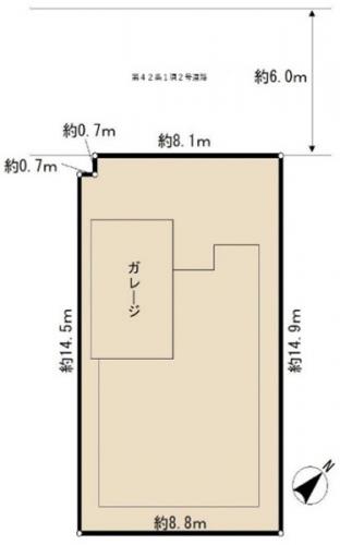 北西、幅員６ｍの公道に面しています