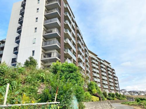 南西側から撮影した全景、道路面より高く1階のお部屋でも通行人の視線を感じません