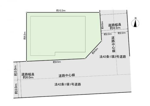 閑静な住宅街！東南角地に立地。前面南公道約6m×東私道約4.5m！