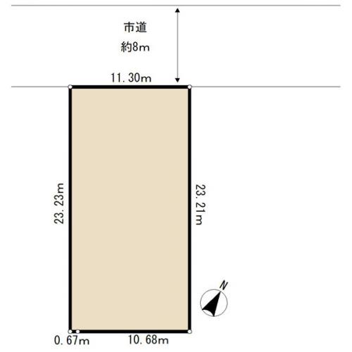 間口約１１．３ｍある敷地です。