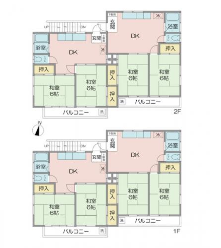 既存建物間取り　現況空室　床面積：1階・2階　85.86㎡