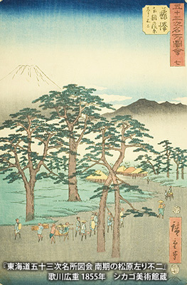 『東海道五十三次名所図会』に描かれた「南湖の左富士」